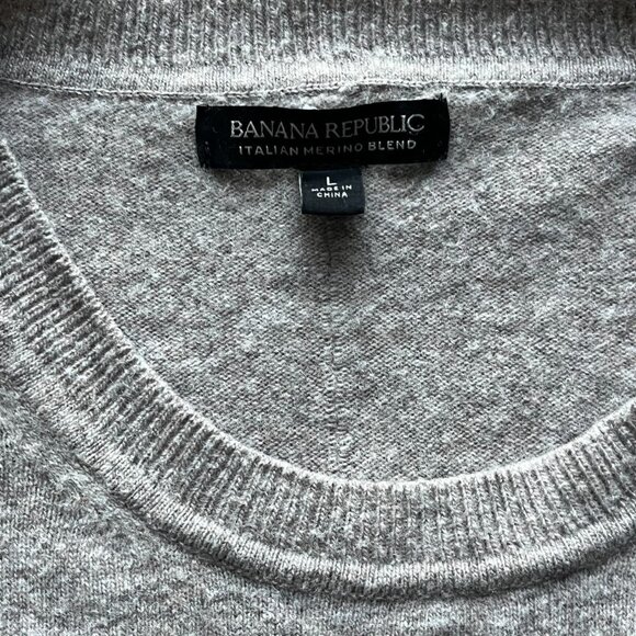 Banana Republic Sweater Mens Small/Medium Gray Italian Merino Wool Long Sleeve - Picture 3 of 7